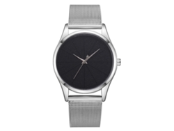 Reloj De Pulsera De Moda Para Mujer Con Correa De Malla Y Esfera Negra Brillante.