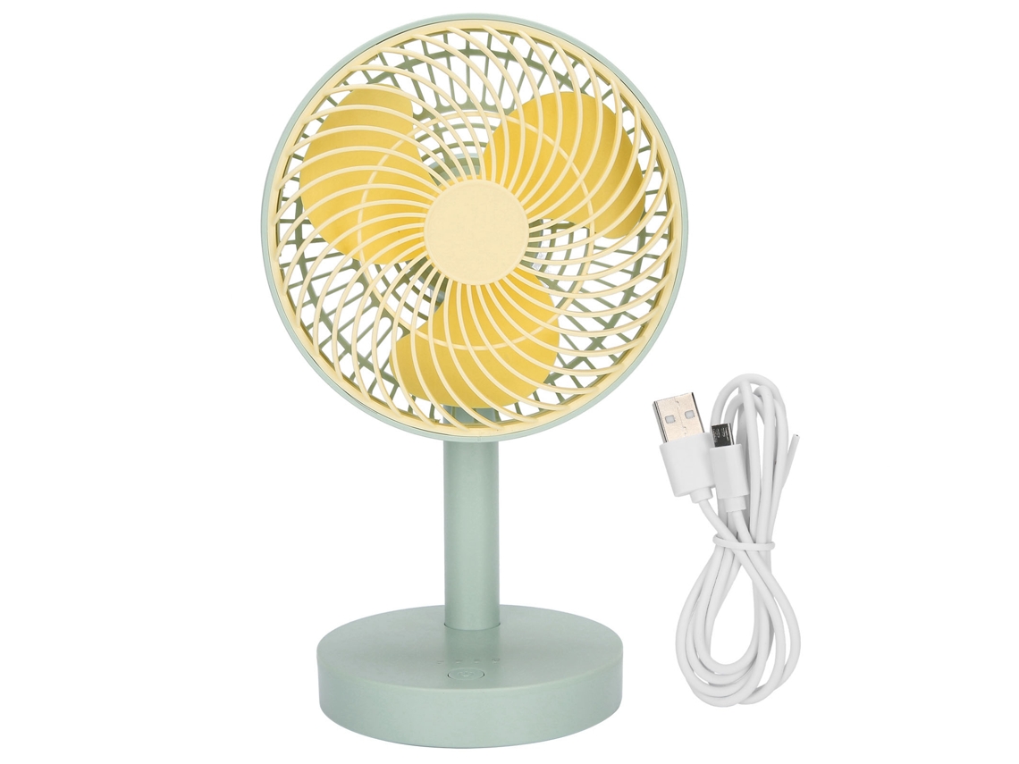 Ventilador de escritorio oscilante verde de 90° con 4 velocidades y conexión USB - Silencioso