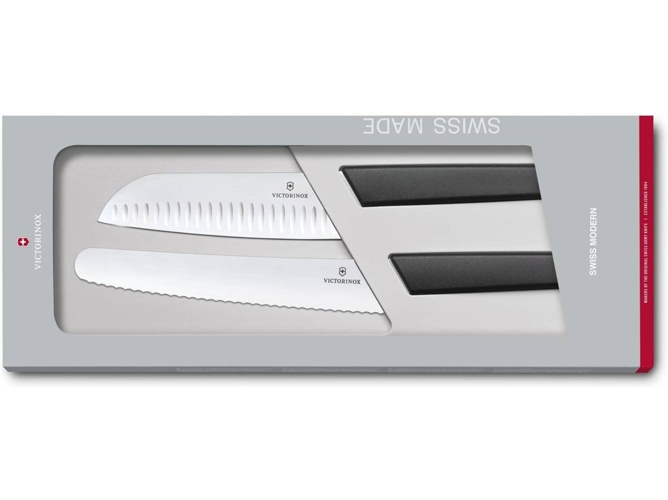 Cuchillo VICTORINOX Santoku y Cuchillo de Pan (Negro)