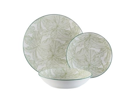 Set de Vajilla VERSA Palmera 18 Piezas Verde Porcelana