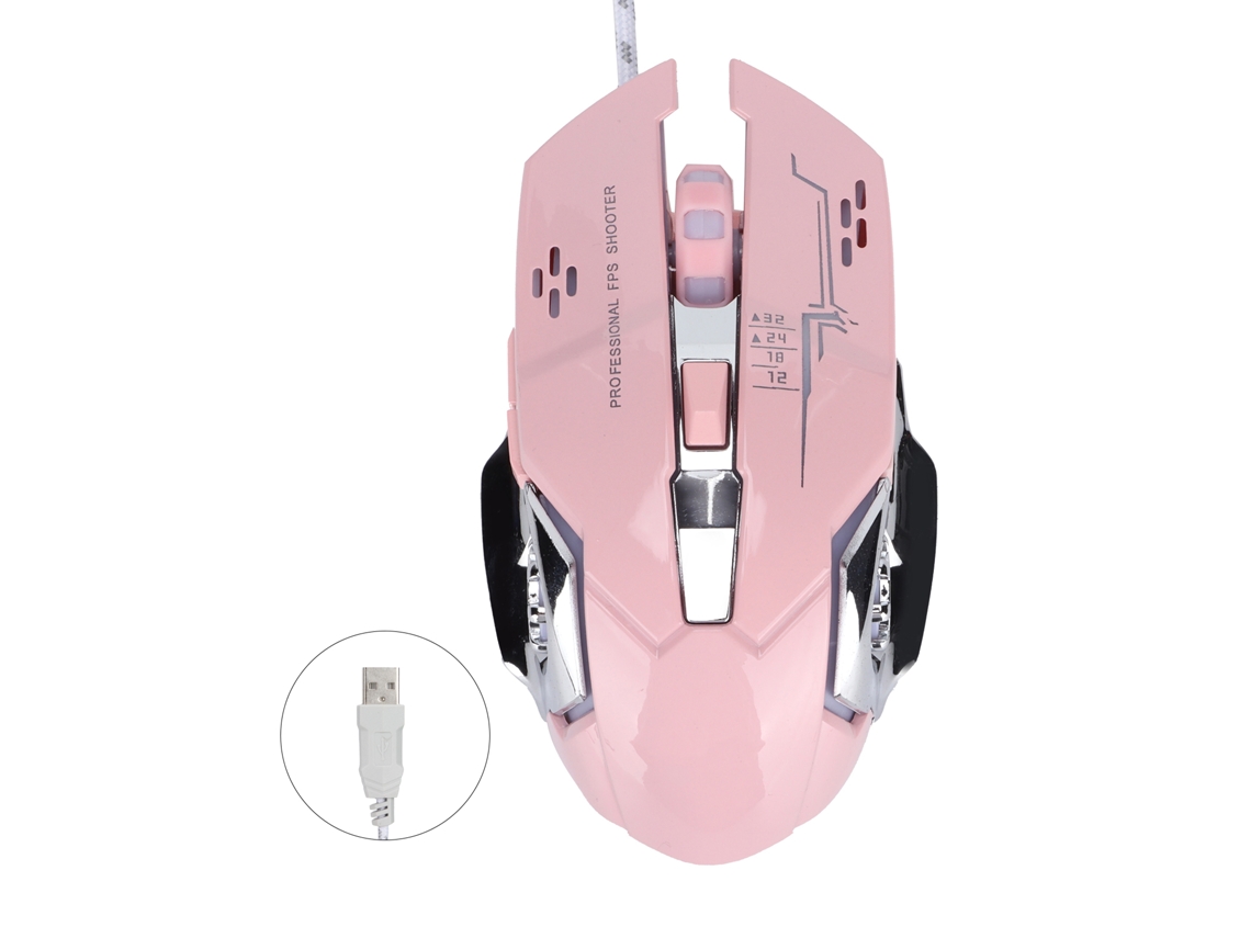Baoj-2026novorato Gaming USB Ergonómico Rosa Luminoso