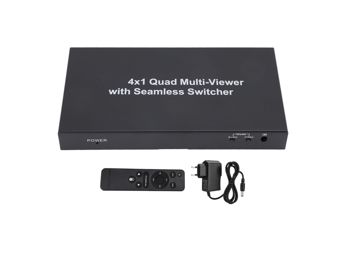 Multivisor 4x1, Conmutador Multivisor Cuádruple Sin Interrupciones, 1080p 60hz, 5 Modos De Visualización, Enchufe Europeo.
