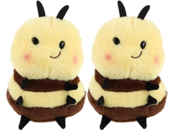 Juego de 2 abejas de peluche suaves y adorables con expresión sonriente, hechas de algodón PP, ideales para abrazar.