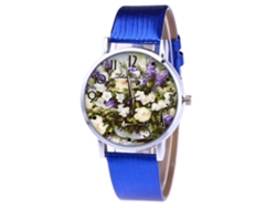 Reloj De Cuarzo De Moda Para Mujer Con Correa De Piel Sintética Con Estampado Floral (blanco)