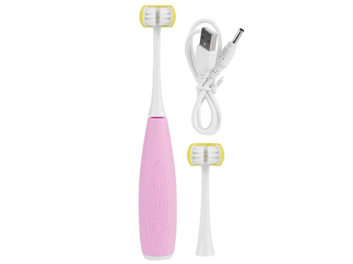 Cepillo De Dientes Eléctrico Infantil Con 3 Caras, Sónico, Usb, Recargable, Ipx7, Con 5 Modos, Rosa.