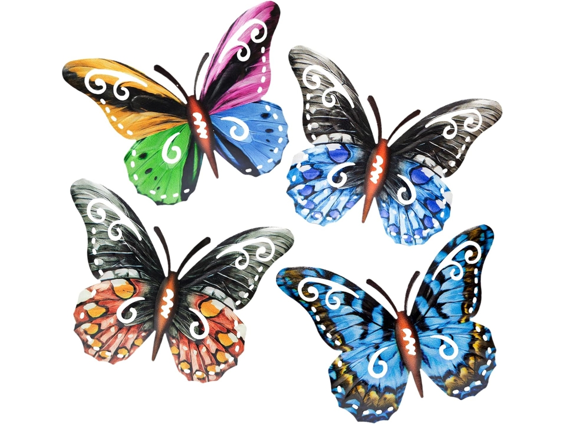 Arte mural de mariposa de metal 3D, escultura inspiradora con textura realista de acero laminado resistente a la corrosión, decoración para exteriores.