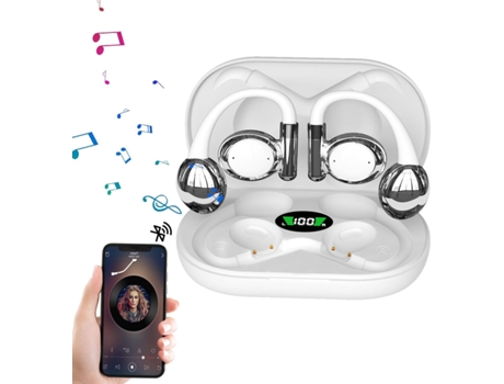 Auriculares inalámbricos con oreja abierta, auriculares inalámbricos con clip Auriculares inalámbricos con pantalla digital, auriculares BISBISOUS