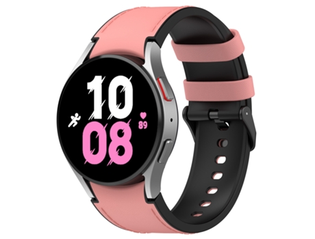 Correa de reloj inteligente para Samsung Galaxy Watch 6 con hebilla de cuero de silicona clásica negra, Talla: S (rosa)