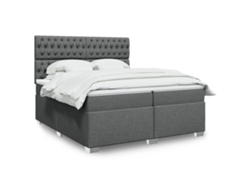 Cama Box Spring Con Colchón Tela Gris Oscuro 200x200 Cm