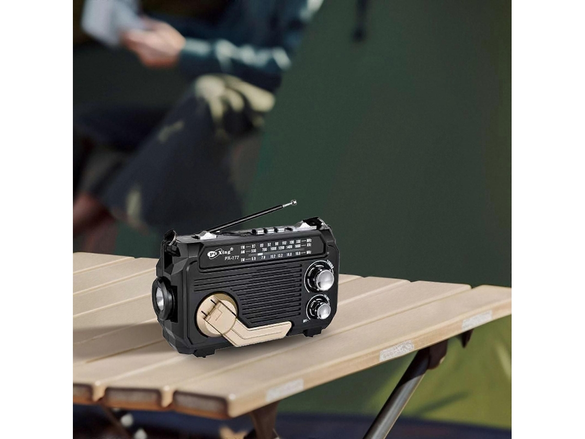 Radio solar de emergencia GOKOCO con fuente de alimentación recargable, LED, alarma y puerto USB.