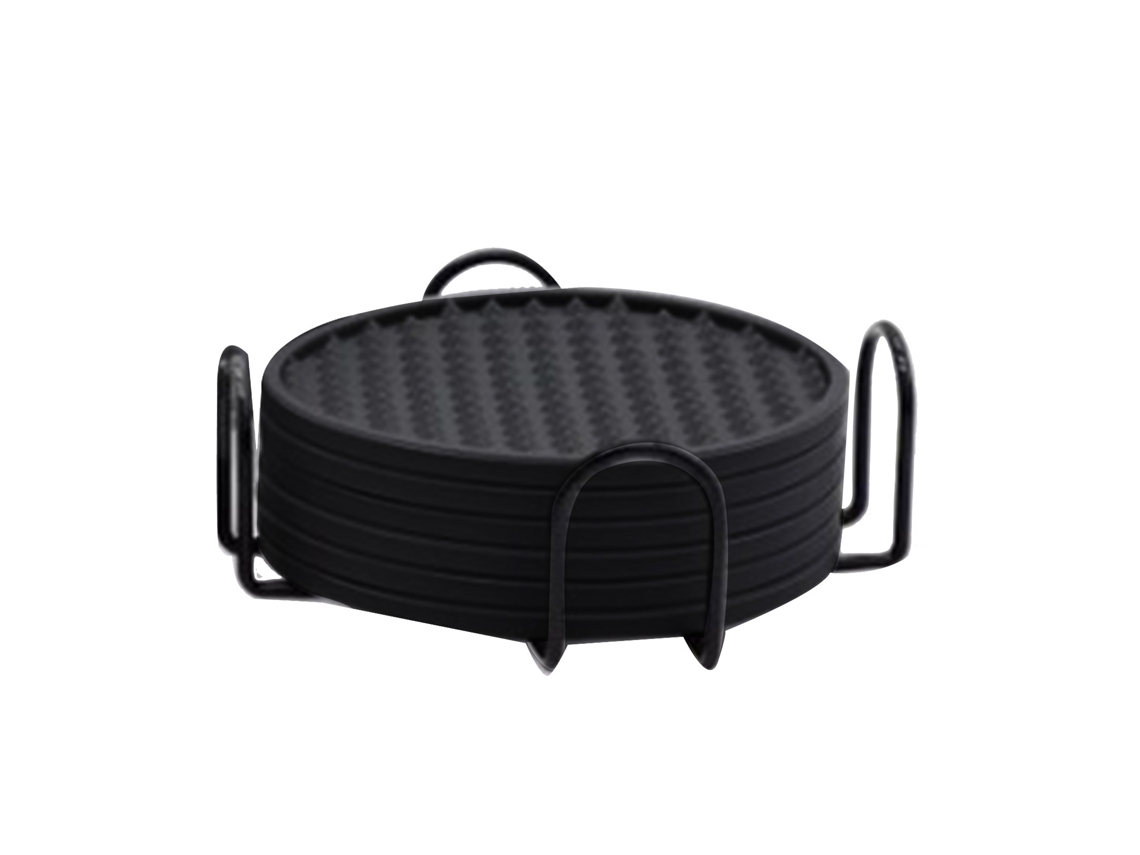 Juego De 6 Soportes Redondos De Silicona Para Tazas Con Base Antideslizante Y Resistente Al Calor Para El Hogar Y La Cocina - Negro