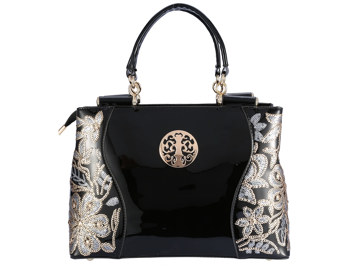 Bolso De Mano Grande De Pu Para Mujer Con Lentejuelas, Bolso De Hombro/mano A La Moda, Negro.