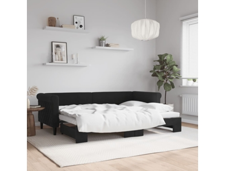 MAISON EXCLUSIVE Cama Nido de Terciopelo Metálico Negro (80x200cm)