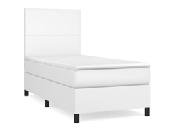 Maison Exclusive - Cama Box Spring Con Colchón Cuero Sintético Blanco 100x200 Cm