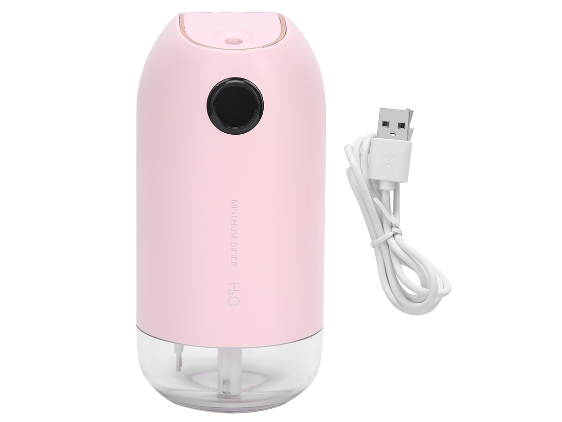 Mini humidificador de aire portátil de 500 ml, recargable por USB con luz nocturna.