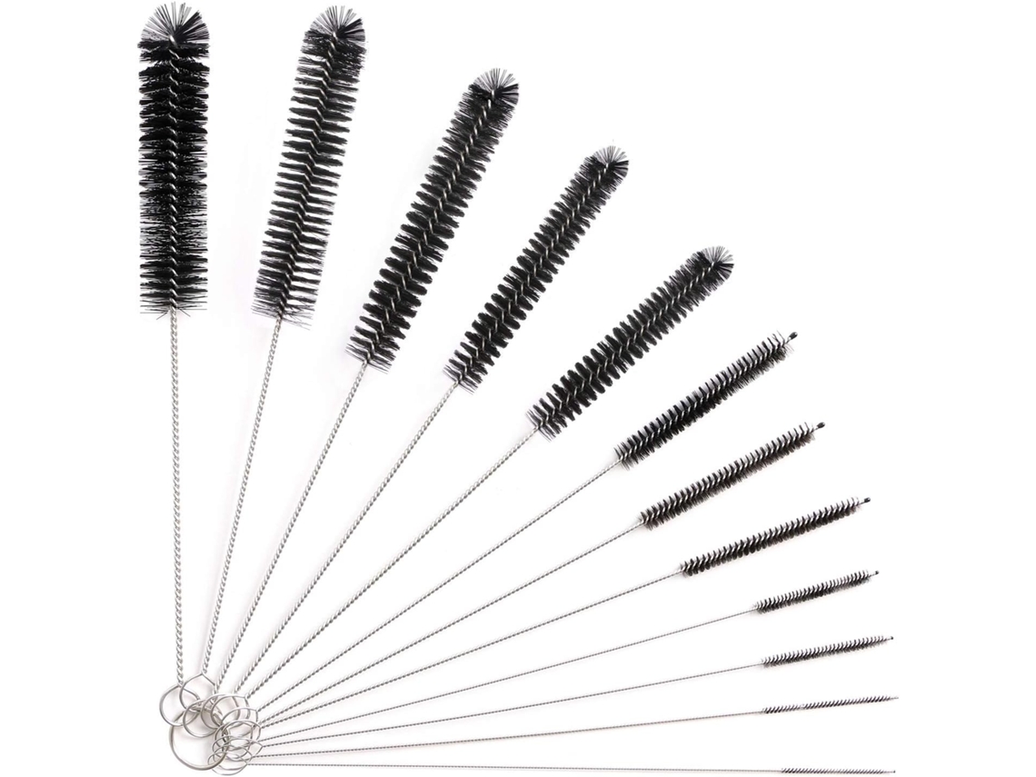 12 Cepillos De 21 Cm Negro Para Botellas/bulles/canudos