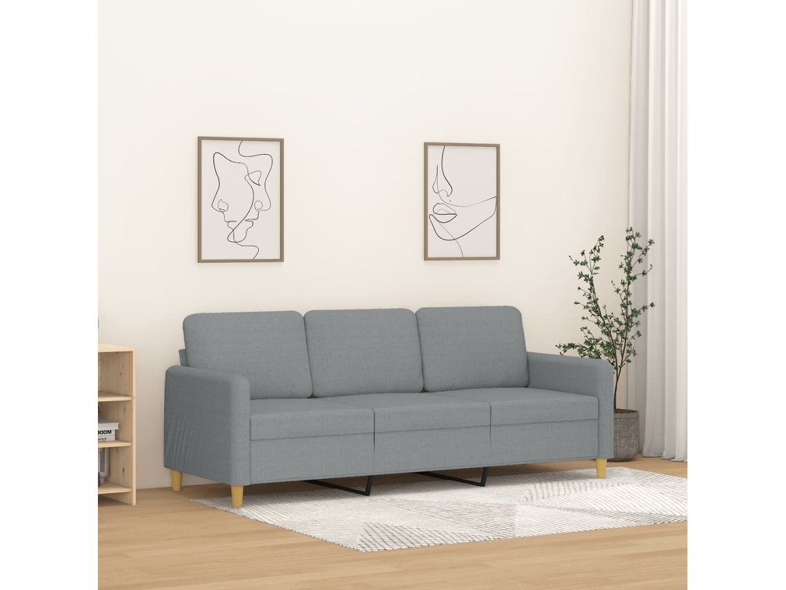 Sofá De 3 Plazas De Tela Gris Claro 180 Cm
