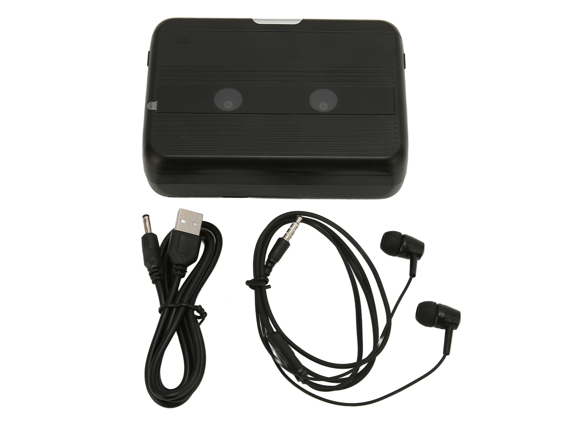 Reprodutor De Fita Cassette Bluetooth Retro Com Rádio Fm E Inversão Automática Portátil Preto