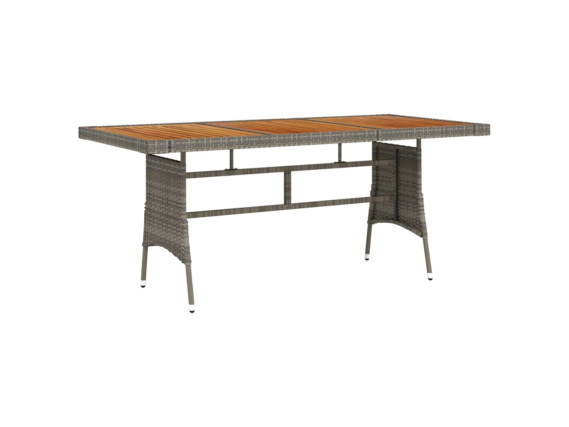 Mesa de jardín LOVELY HOME para cenar en mimbre y acacia maciza, color gris (160 x 70 x 72 cm)