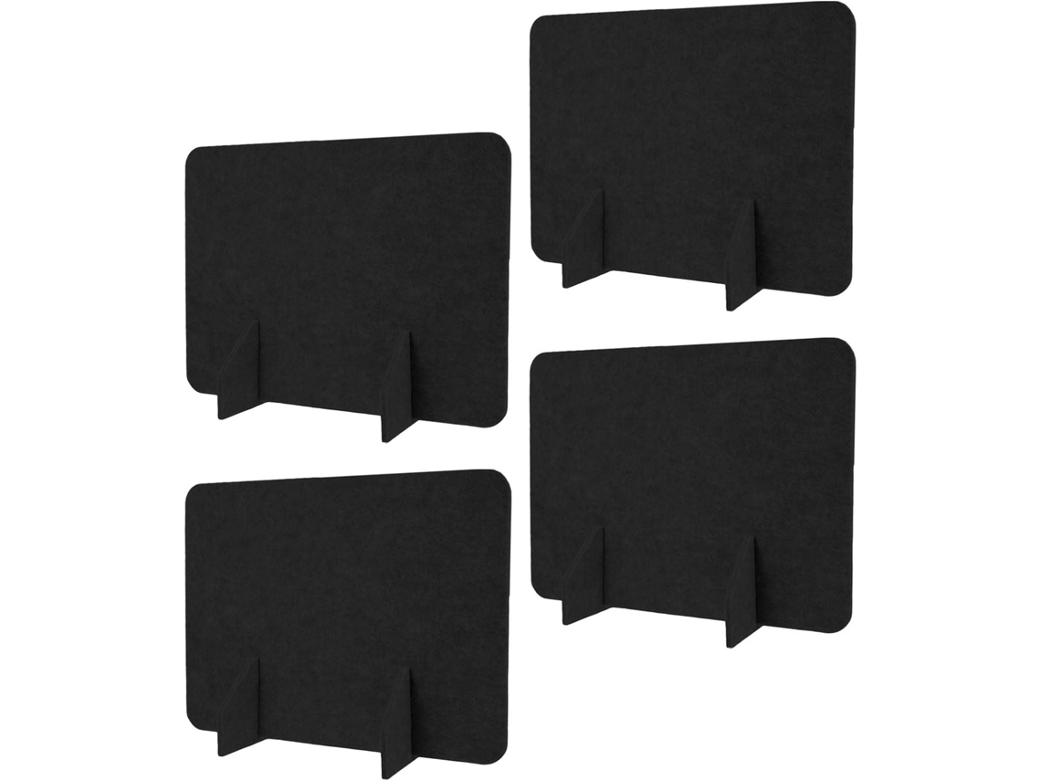 4 Paneles Divisores De Escritorio De Fieltro Negro Con Reducción De Ruido Para Oficina.