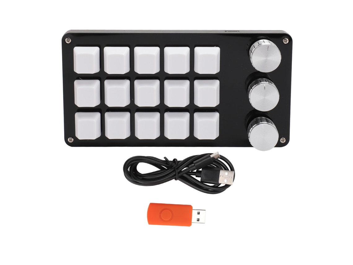 Mini Teclado Personalizable Con 15 Teclas, 3 Botones Programables E Interruptores Azules Intercambiables En Caliente Para Juegos.