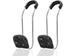 2026-ganchos Para Respaldo De Asiento De Coche Con Strass Metal Duradero 2 Piezas Negro Accesorios De Automóvil
