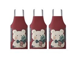Delantal de cocina de 3 piezas, impermeable y a prueba de aceite, con estampado de dibujos animados, ideal para restaurantes y tiendas.