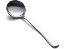 Cucharas de acero inoxidable con borde liso y pulido, diseño clásico, cubiertos extra pesados, acabado espejo, para servir sopa, café, té, mela