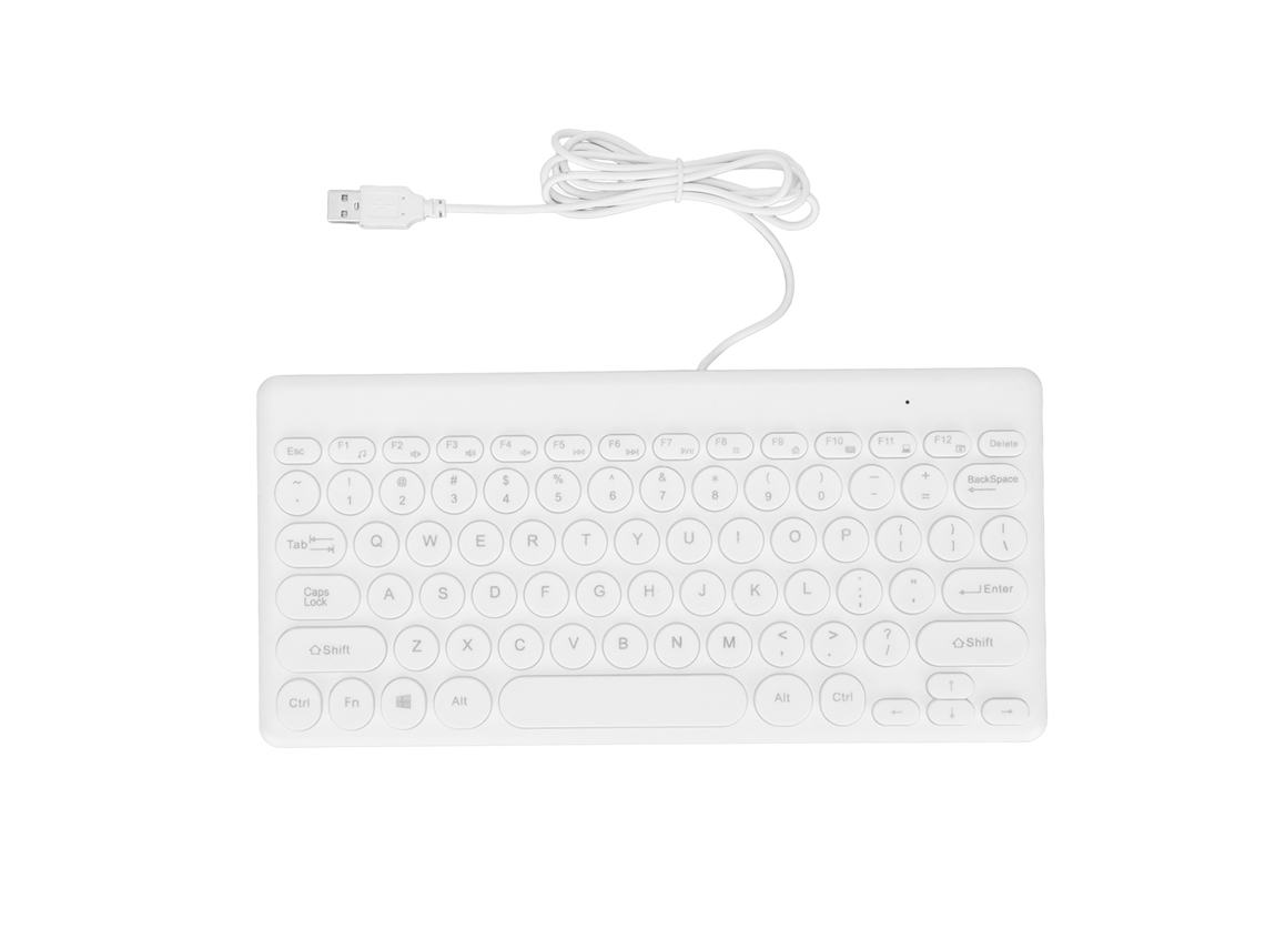 Teclado Usb Con Cable De 78 Teclas, Diseño Ergonómico, Redondo, Resistente Al Desgaste, Portátil, Blanco.