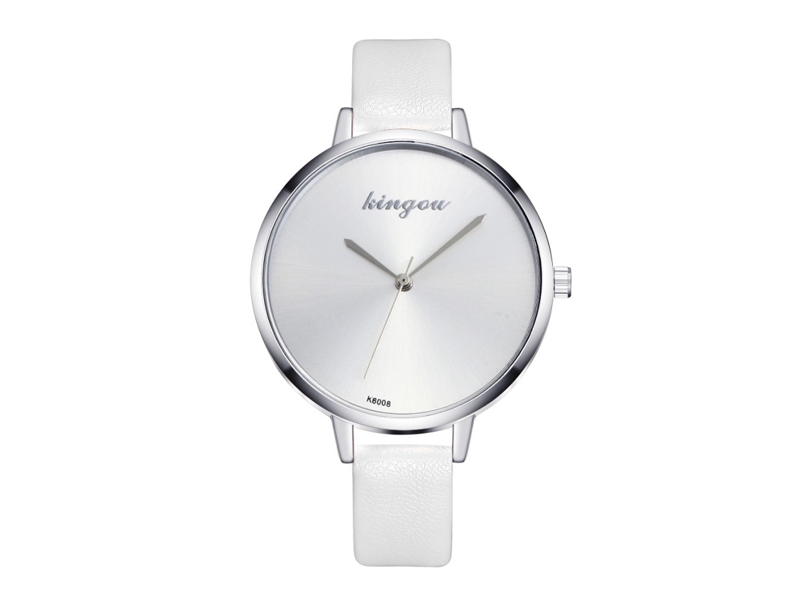 Reloj De Cuarzo Con Correa De Cuero Simple Y Moderno Para Parejas (blanco)