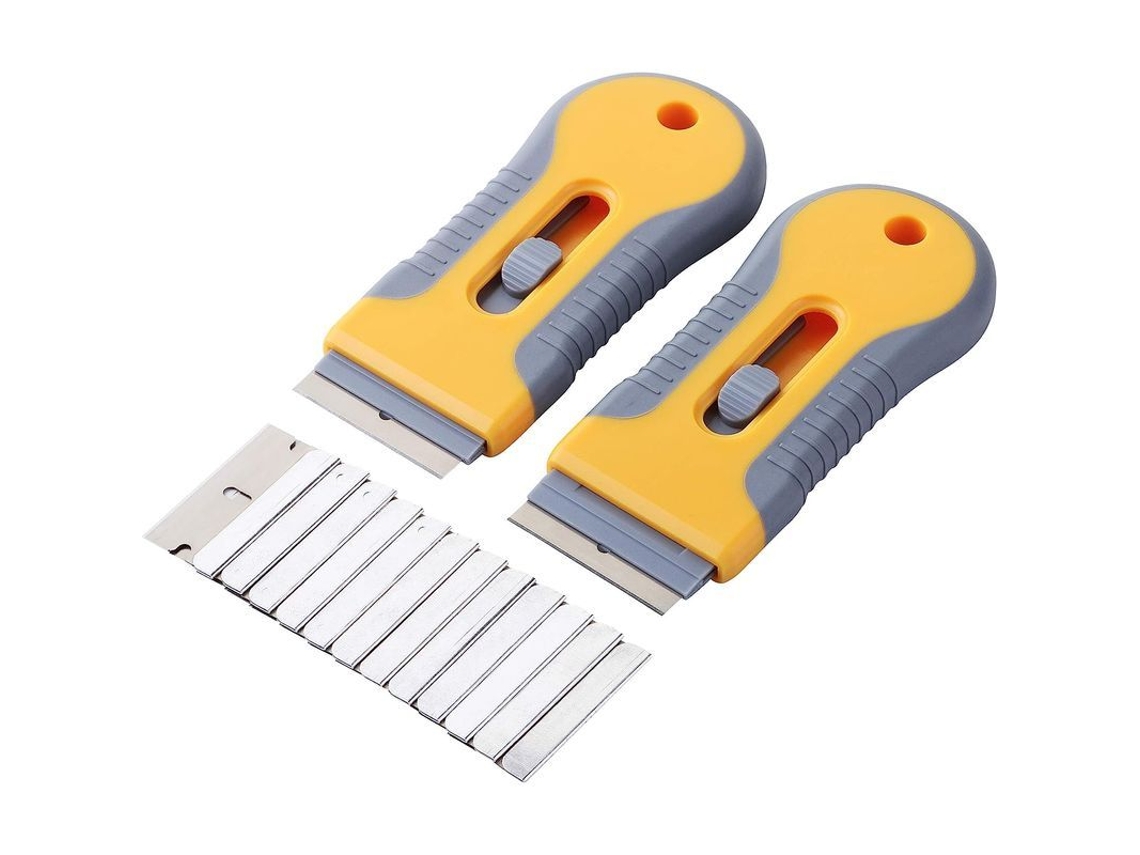 Set De 2 Rascadores De Cuchillas Con 10 Hojas Para Ventanas Cristal Pisos Herramienta Ergonómica Ligera
