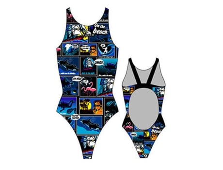 Traje de baño para Mujer TURBO New Comic Pro Resist Negro para Natacion (11 - 12 Años)