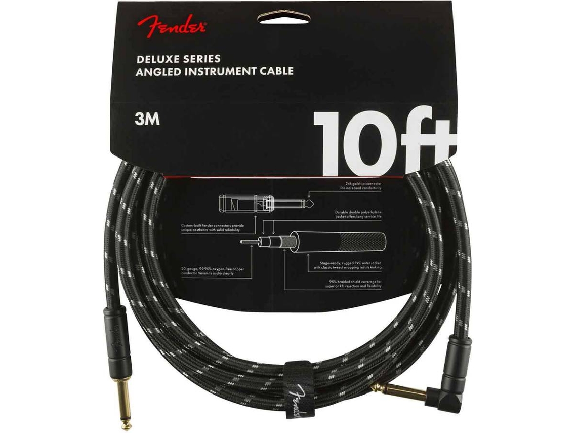 Cable para Instrumentos FENDER Deluxe Series Jack/Jack Black Tweed L (3 m)