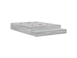 Maison Exclusive - Cama Con Almacenamiento Gris Sonoma 140 Cm Madera Contrachapada
