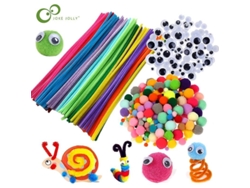 2026-varillas De Chenille, Set De Materiales Para Manualidades Con 100 Pompones Y 60 Ojos, Ideal Para Escuelas Y Jardines Infantiles