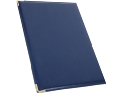 Portadocumentos De Gran Formato Con Esquinas Metálicas Doradas, Organizador De Portafolio Azul