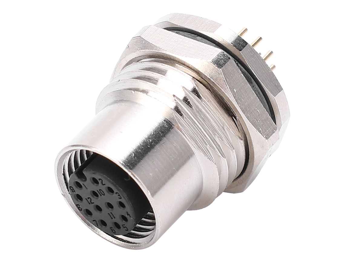 2026-conector De Metal Jack Socket De Panel 12 Pines Ip67 Impermeable M12‑f1‑s12 Para Soldadura