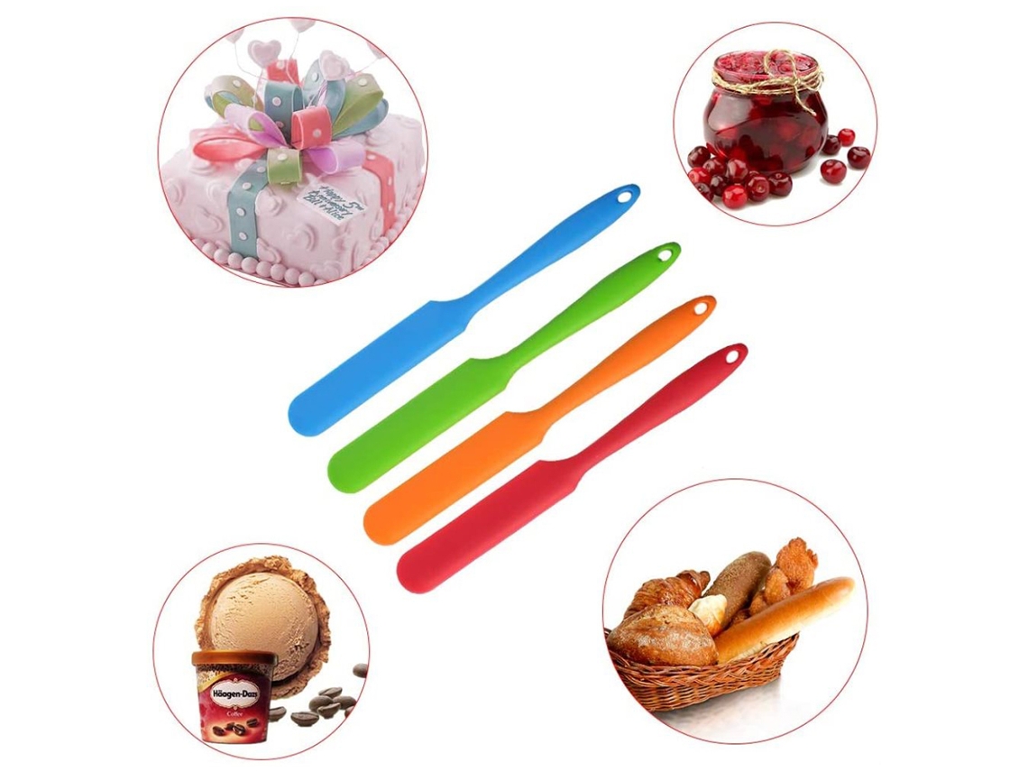 Rascador multifuncional de silicona JEIIBRZUI para teñido y repostería con colores rojo, naranja, azul y verde