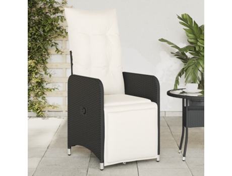 Conjunto 2 Sillones reclinable jardín cojines VIDAXL ratán sintético negro