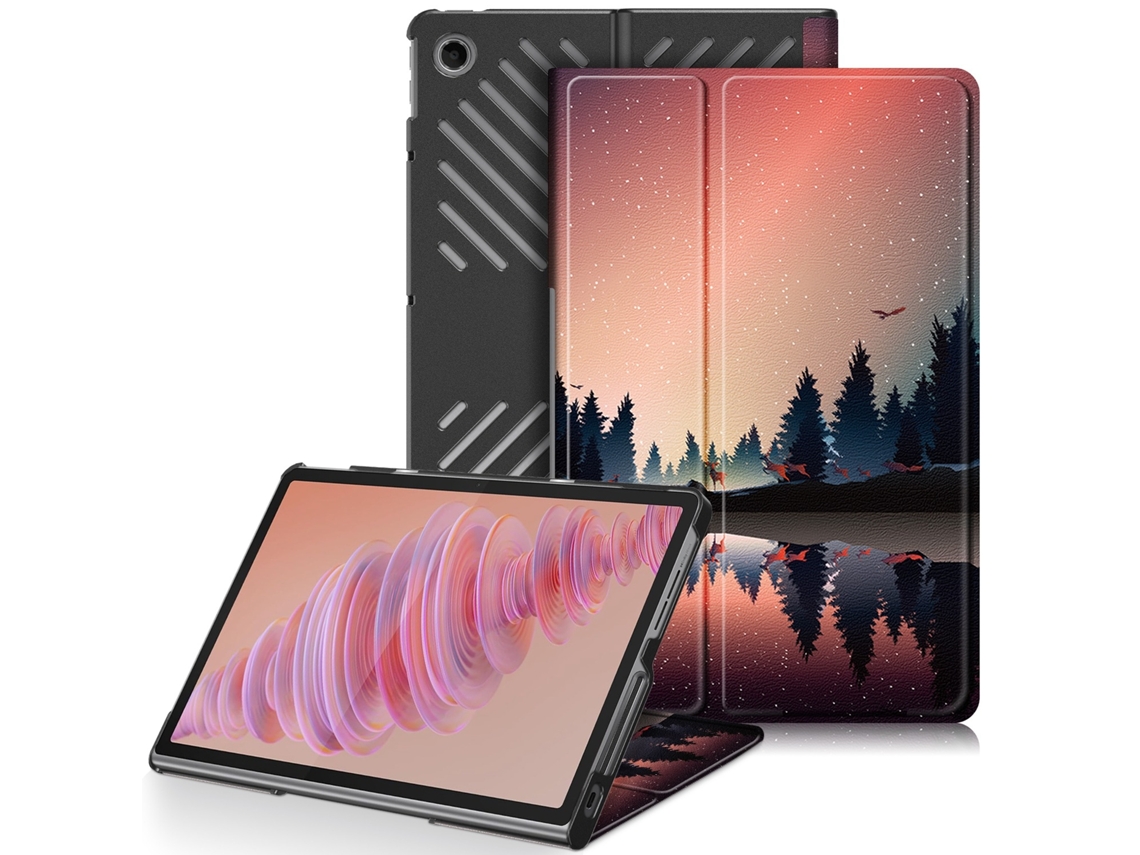 Funda Para Lenovo Tab Plus 11.5 Tb351fu Diseño Colorido 3 Plegable Funda De Cuero Inteligente Para Tablet Zruxe (atardecer)