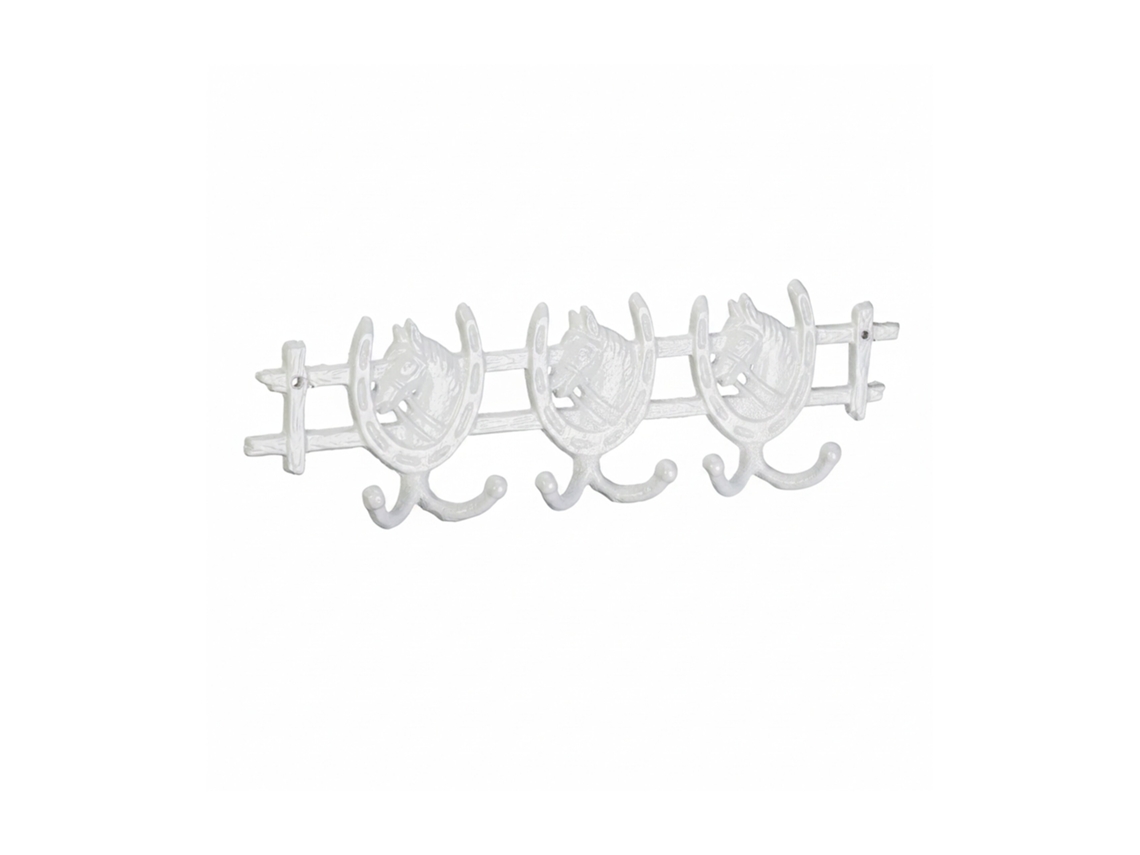 Cavalete Para Bengaleiro Relaxdays, Ferro Fundido, 11 X 36,5 X 3,5 Cm, 6 Ganchos, Prateleira De Parede, Branco