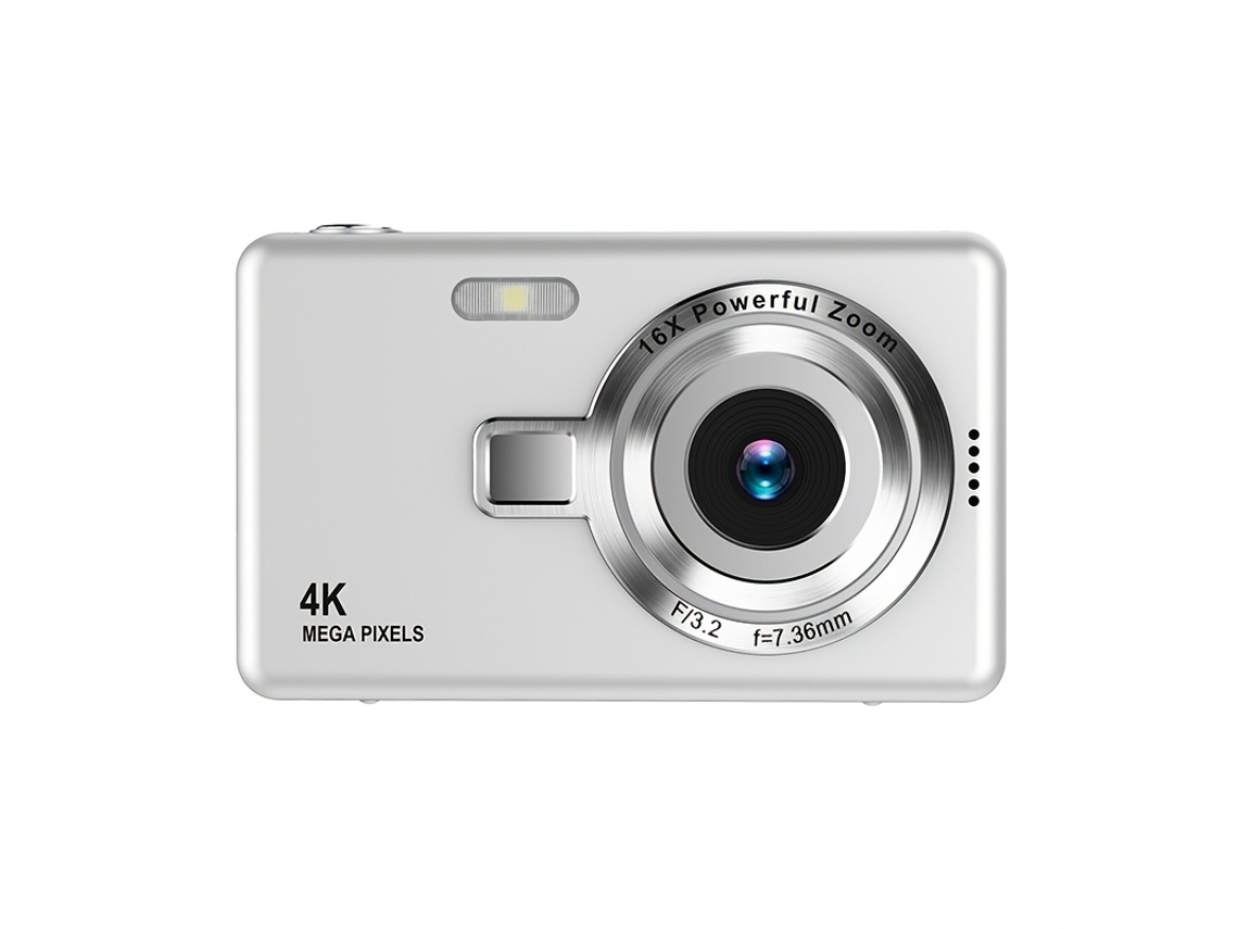 Cámara digital portátil 4k HD con enfoque automático y luz de relleno Cuich (plateada)