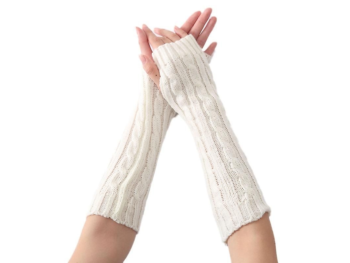 2026-guantes Sin Dedos De Punto De Cable Para Mujer, Calentadores De Muñeca Para Invierno, Otoño Y Primavera, Talla 30cm
