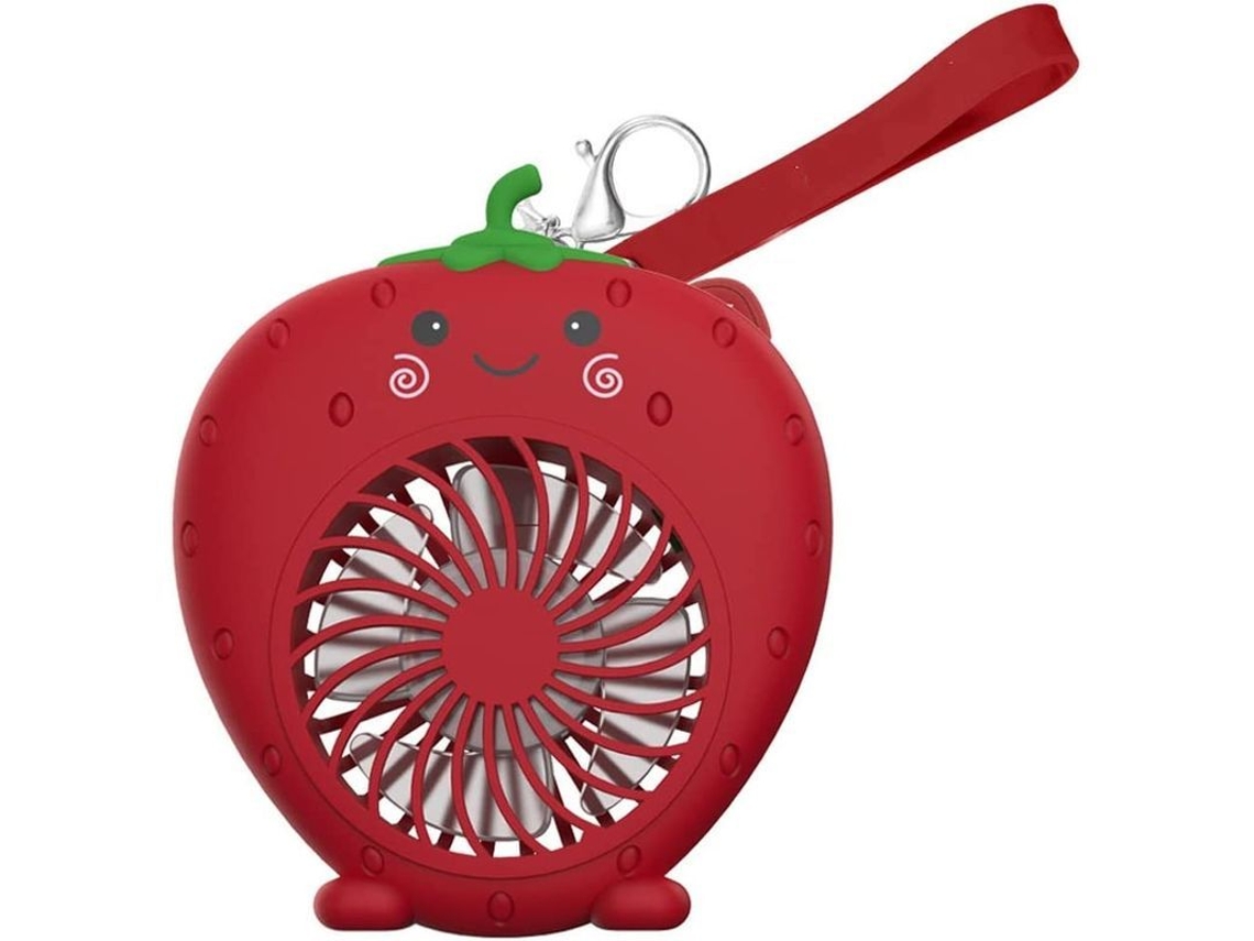 Mini Ventilador Portátil Recargable Usb Con Forma De Fresa, 3 Velocidades Y Funcionamiento Silencioso.