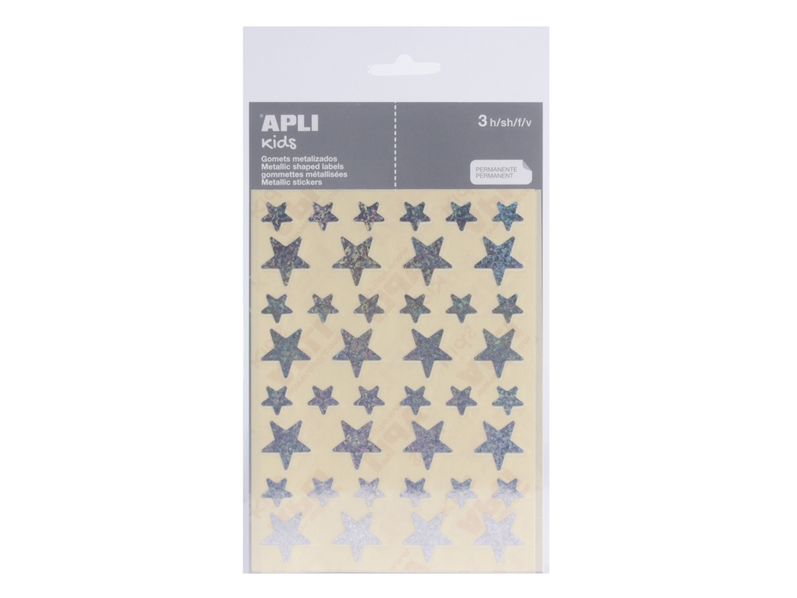 Autoadesivo Gomets APLI Stars 12,5-19,5Mm - Holográfico