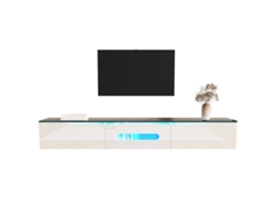 Mueble De Tv En Blanco Y Negro De 180 Cm Con Pantalla Led De 16 Colores Para Montaje En Pared.