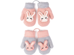Pares de guantes para niños con cordón, cálidos guantes de nieve de punto elástico de invierno con forro polar
