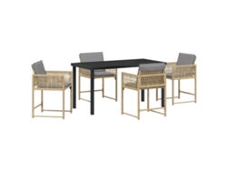 Conjunto de comedor de jardín Vidaxl de 5 piezas con cojines, beige, ratán sintético