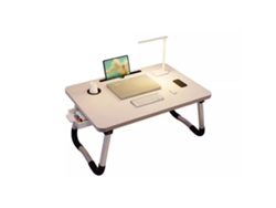 Mesa Portátil Plegable Para Cama Con Posavasos Y Cajón Blanco