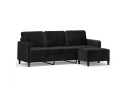 Maison Exclusive - Sofá De 3 Plazas Con Taburete De Terciopelo Negro 180 Cm